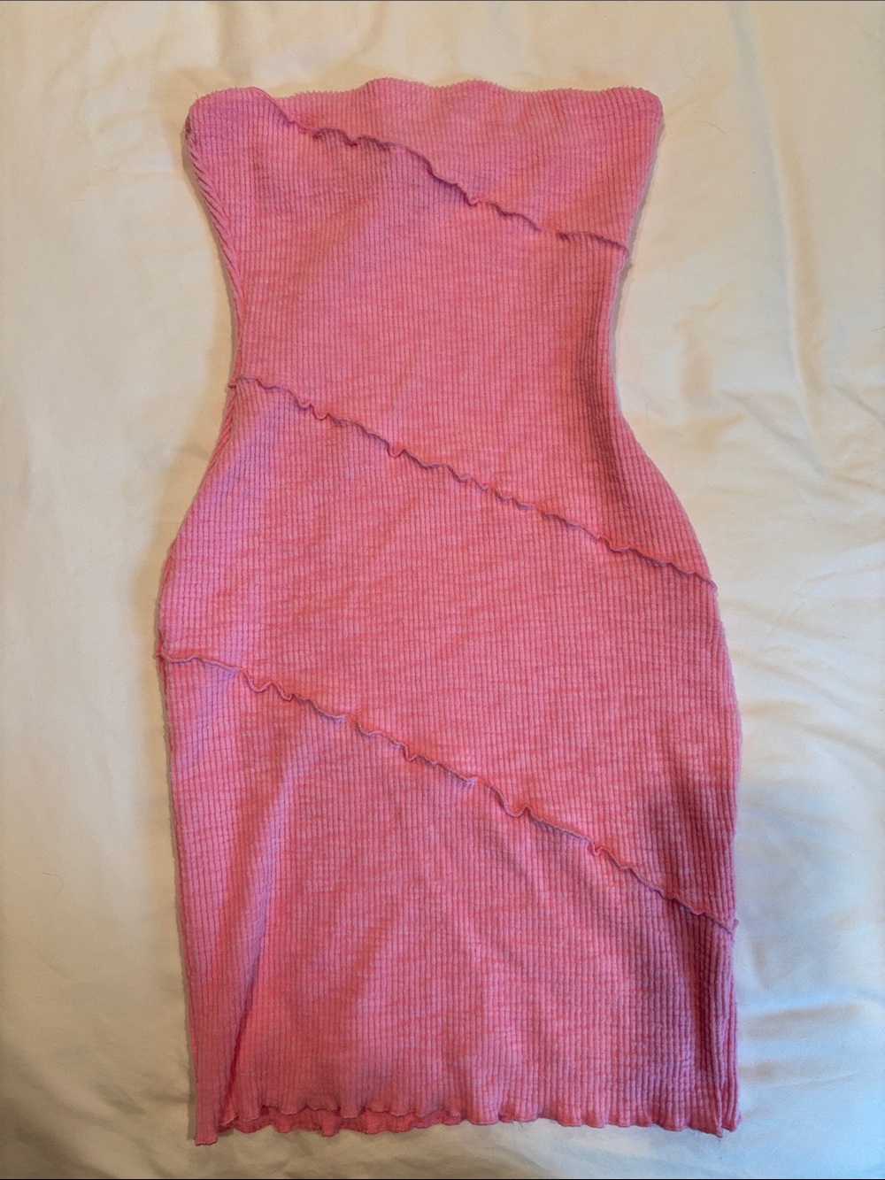 Princess Polly Pink Strapless Ribbed Mini Dress